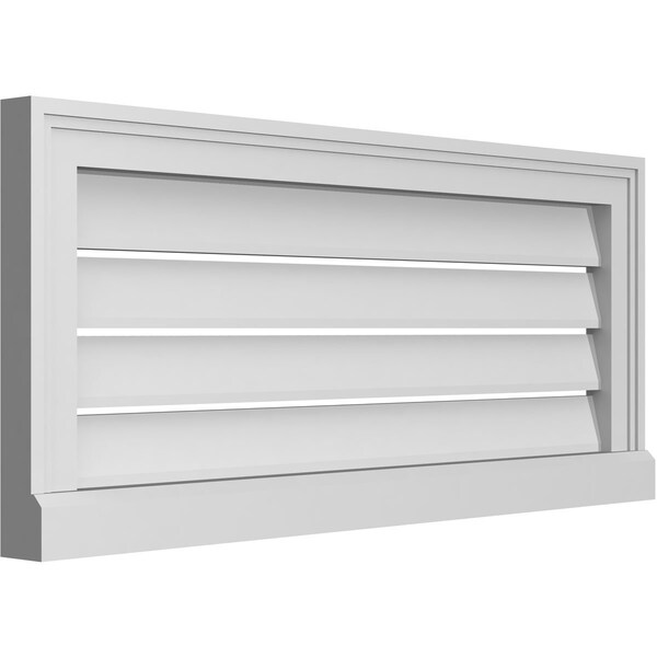 Vertical Surface Mount PVC Gable Vent: Functional, W/ 2W X 2P Brickmould Sill Frame, 32W X 14H